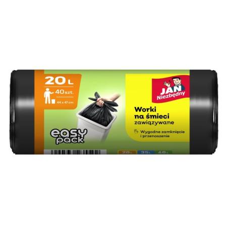 Worki na śmieci JAN NIEZBĘDNY HD Easy-Pack, 20l, 40szt., czarne