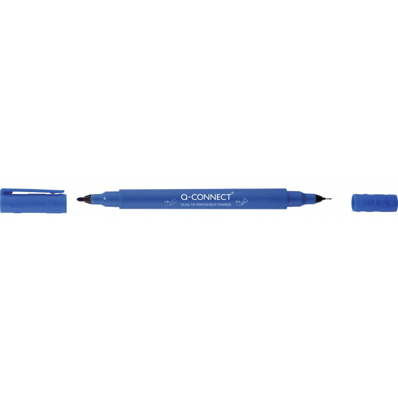 PAKIET Marker do płyt CD/DVD Q-CONNECT, Dual, 0,4mm i 1 mm (linia), niebieski