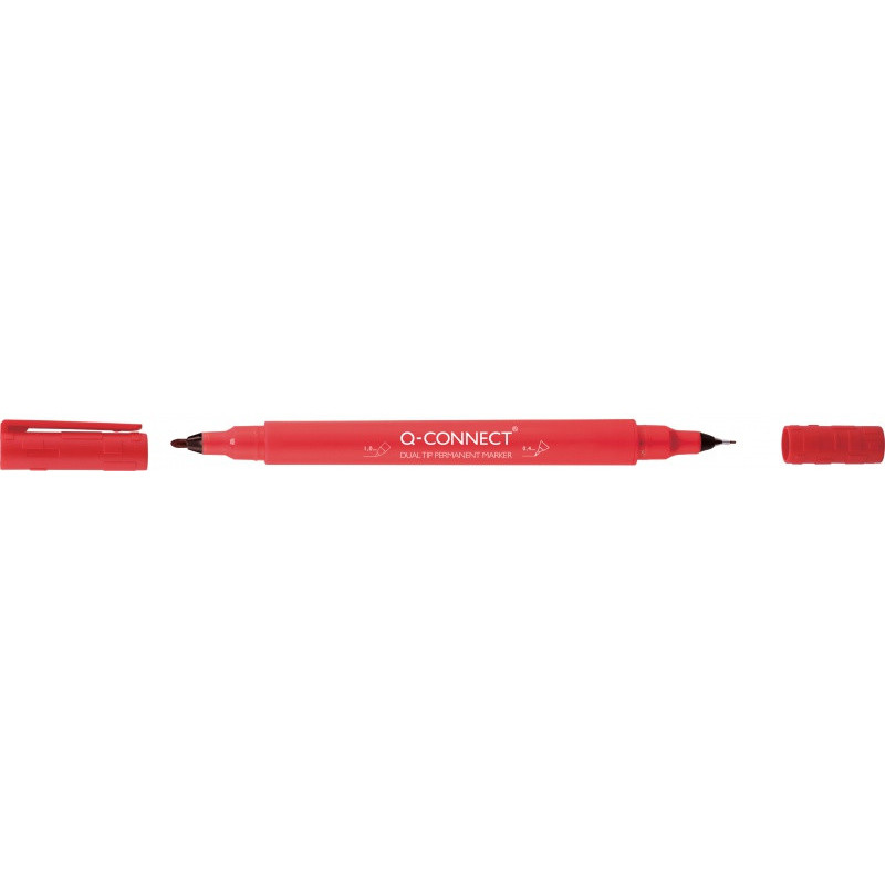 PAKIET Marker do płyt CD/DVD Q-CONNECT, Dual, 0,4mm i 1 mm (linia), czerwony