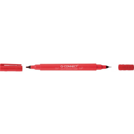 PAKIET Marker do płyt CD/DVD Q-CONNECT, Dual, 0,4mm i 1 mm (linia), czerwony