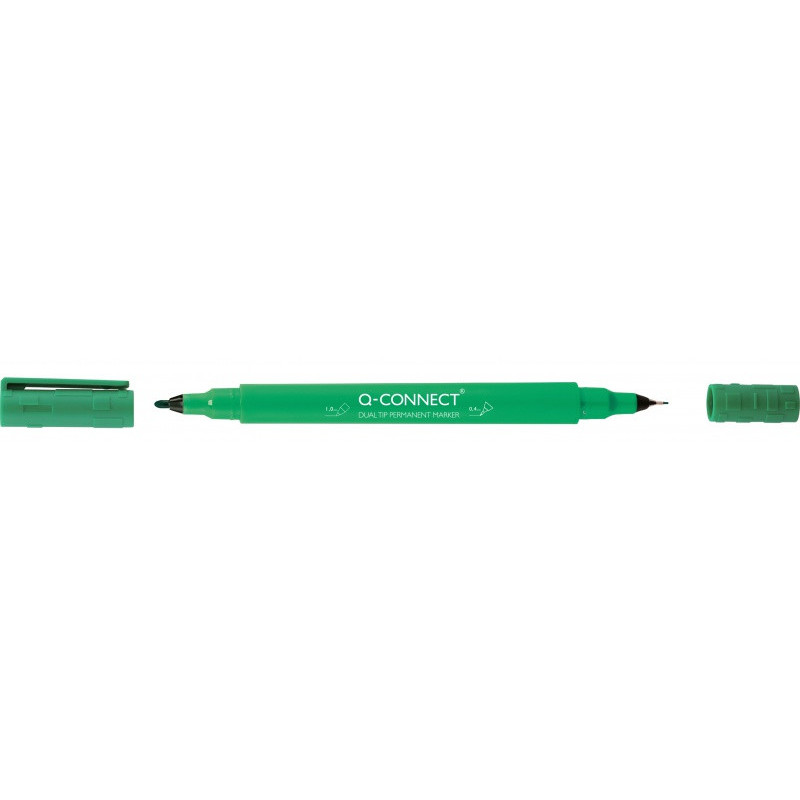 PAKIET Marker do płyt CD/DVD Q-CONNECT, Dual, 0,4mm i 1 mm (linia), zielony