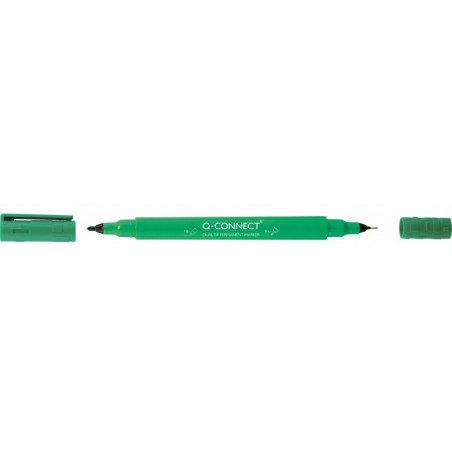 PAKIET Marker do płyt CD/DVD Q-CONNECT, Dual, 0,4mm i 1 mm (linia), zielony