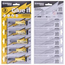 PAKIET Klej błyskawiczny DONAU SAFETY Glue it, 3g, blister, transparentny
