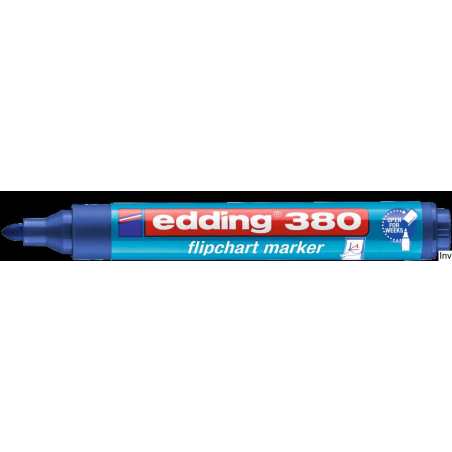 Marker do flipchartów Edding 380 niebieski 1.5-3mm, tusz na bazie wody, system cap-off