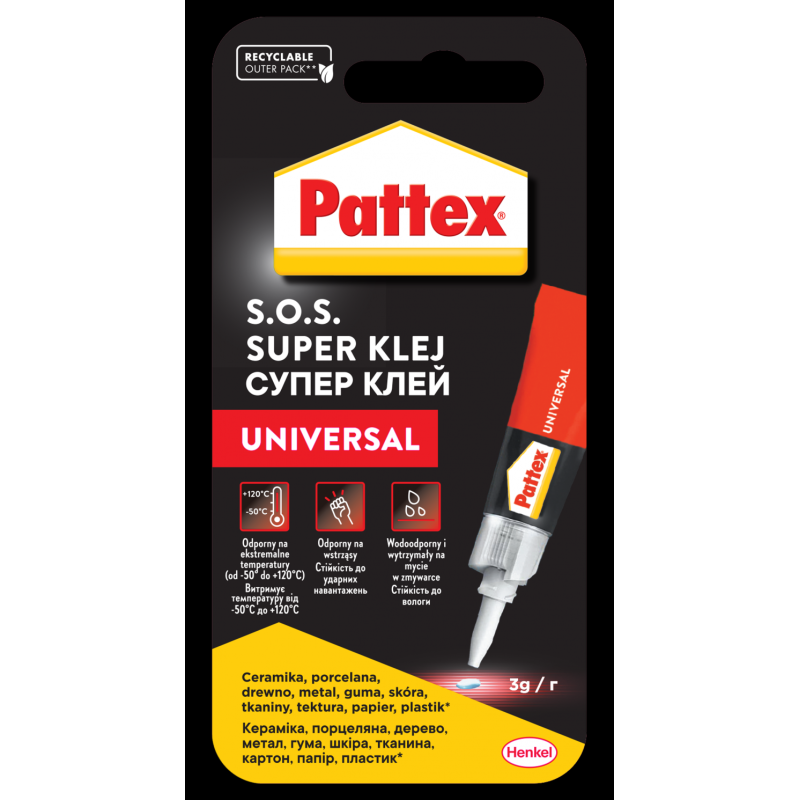 Klej uniwersalny SUPER PATTEX S.O.S., Ocean, 3g, transparentny