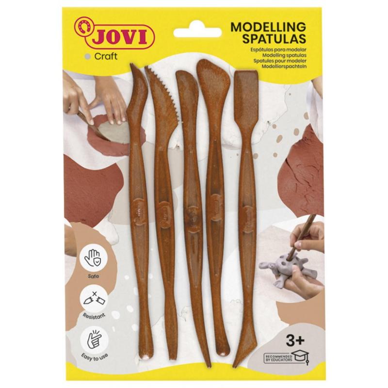 Szpatułki modelarskie JOVI, 5 szt., mix kształtów, brązowe