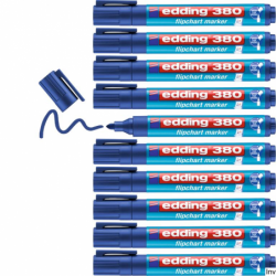 Marker do flipchartów Edding 380 niebieski 1.5-3mm, tusz na bazie wody, system cap-off