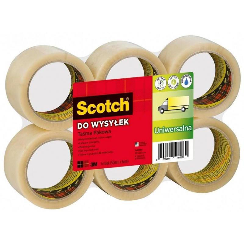PAKIET Taśma pakowa do wysyłek SCOTCH Hot-melt (371), 50mm, 66m, transparentna