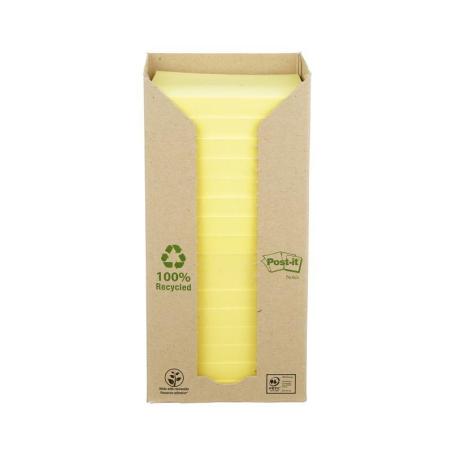 Karteczki samoprzylepne POST-IT Recycled Notes (654-1T), 76x76mm, 16x100 kart., żółty