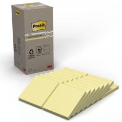 Karteczki samoprzylepne POST-IT Recycled Notes (654-1T), 76x76mm, 16x100 kart., żółty