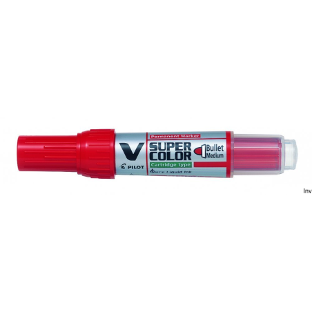 Marker permanentny Pilot V-SUPER COLOR M. czerwony z wymiennym wkładem 0,9 mm
