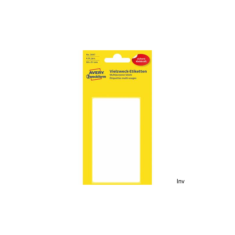 Avery Zweckform Trwałe minietykiety do opisywania ręcznego 98 x 51 mm białe 6 etykiet w opakowaniu