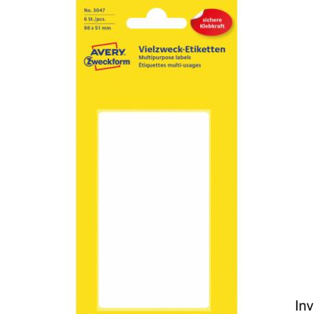 Avery Zweckform Trwałe minietykiety do opisywania ręcznego 98 x 51 mm białe 6 etykiet w opakowaniu