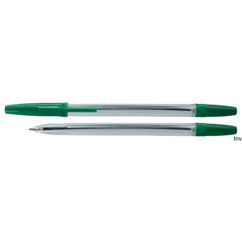 Długopis zielony Office Products 1,0 mm z wymiennym wkładem, transparentna obudowa, długość linii pisania 2000 m