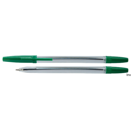 Długopis zielony Office Products 1,0 mm z wymiennym wkładem, transparentna obudowa, długość linii pisania 2000 m
