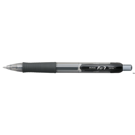 Penac Pióro żelowe FX-7 czarne, automatyczne, wymienny wkład, średnica kulki 0,7 mm