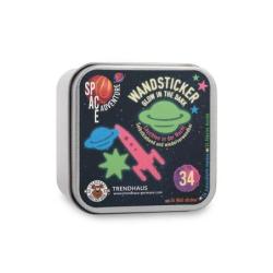 PAKIET Naklejki ścienne świecące w ciemności TRENDHAUS Space Adventure, 34 szt., mix kolorów