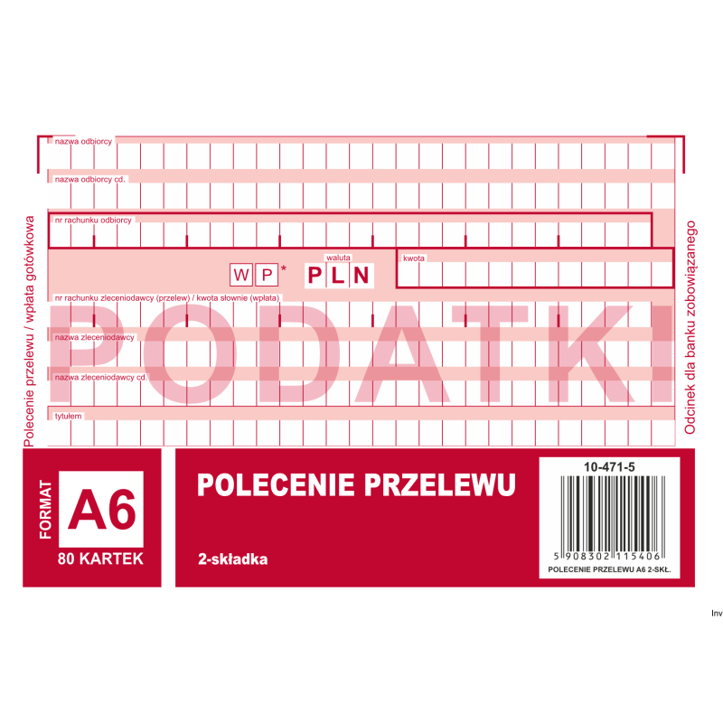 471-5 Podatki Polecenie Przelewu MICHALCZYK&PROKOP A6 80 kartek