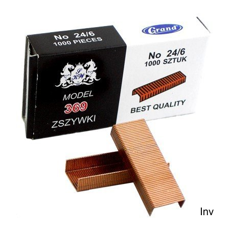Zszywki miedziane 24/6 do 25 kartek, 10 000 sztuk, Grand