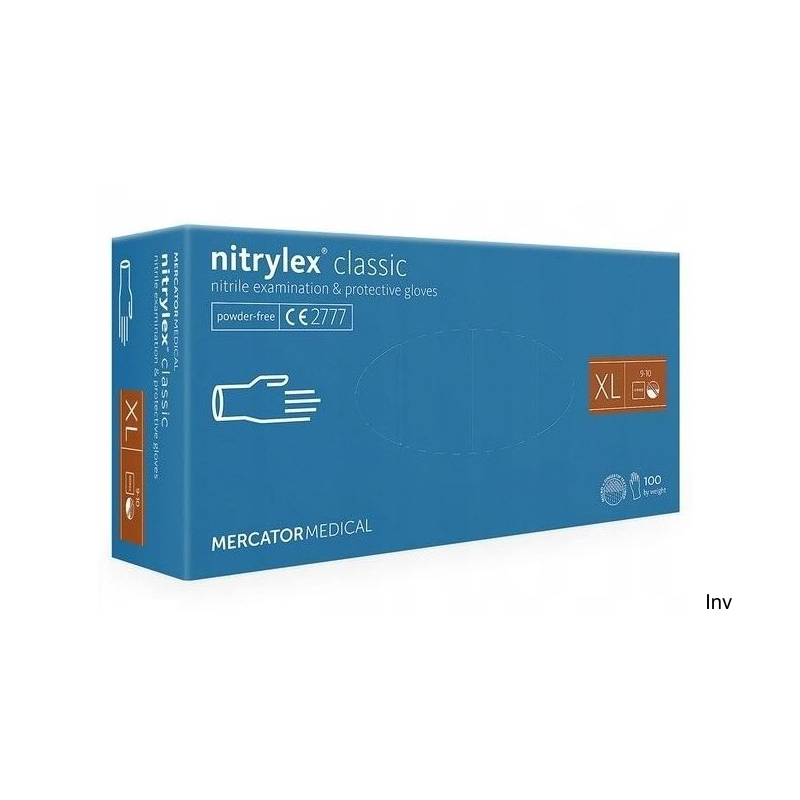 Rękawice nitrylowe bezpudrowe diagnostyczne MERCATOR Nitrylex Classic 100 sztuk XL niebieskie