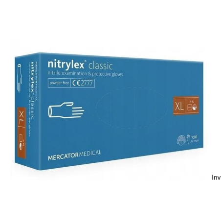 Rękawice nitrylowe bezpudrowe diagnostyczne MERCATOR Nitrylex Classic 100 sztuk XL niebieskie