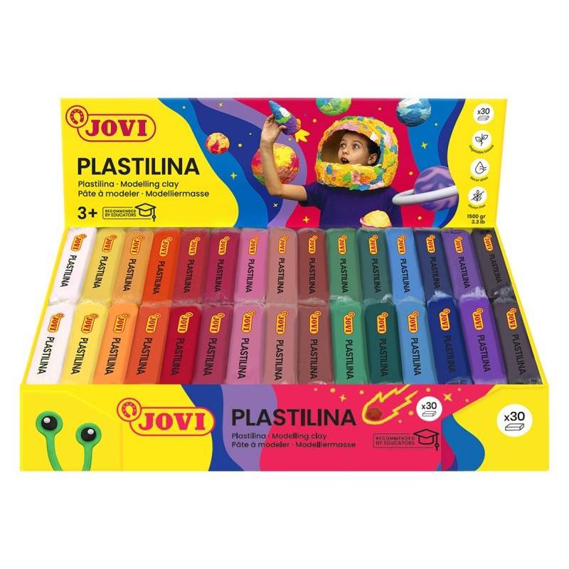 Display plasteliny JOVI, 30x50g, 2x15 kolorów, mix kolorów