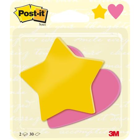 Post-it Karteczki samoprzylepne Gwiazdka i Serduszko 70x72 mm 2x30 sztuk 3M - 1