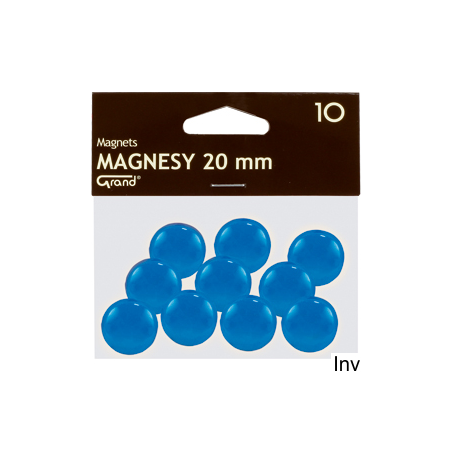Magnesy 20mm niebieskie Grand, opakowanie 10 sztuk do tablic magnetycznych