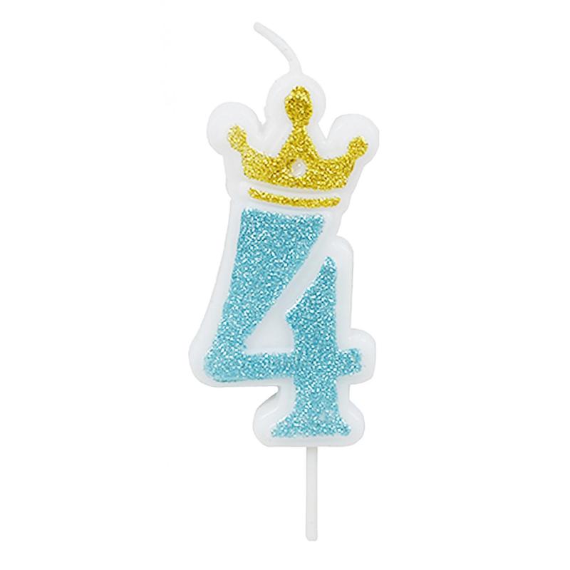 PAKIET Świeczka PARTY GO, cyfra 4, 6,8cm, niebieska