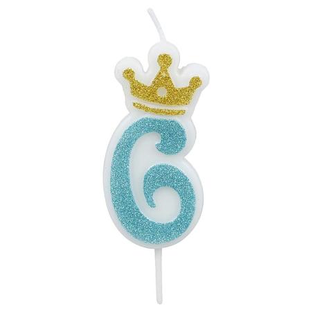 PAKIET Świeczka PARTY GO, cyfra 6, 6,8cm, niebieska
