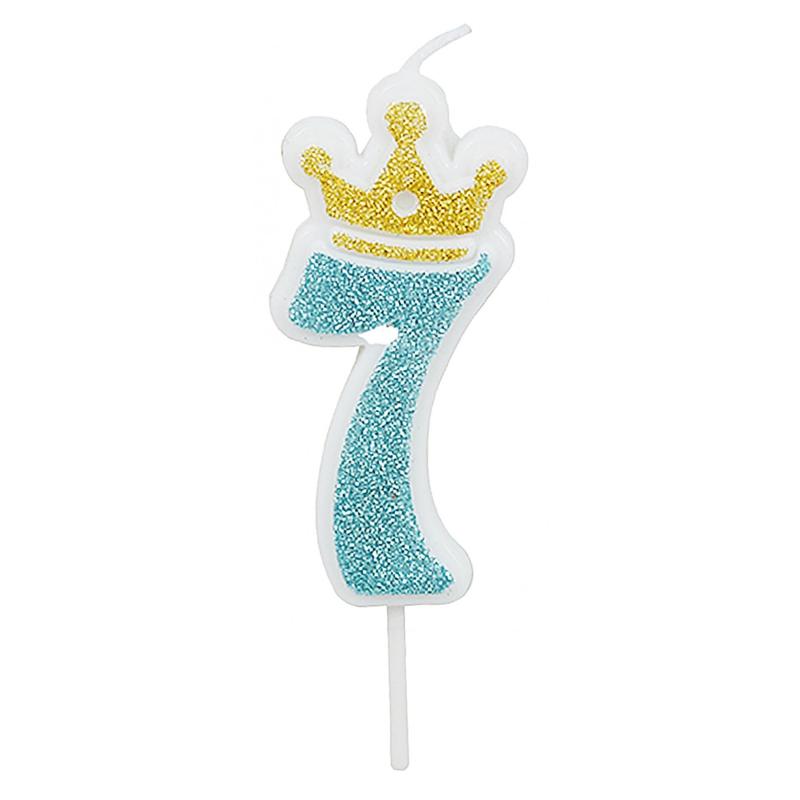 PAKIET Świeczka PARTY GO, cyfra 7, 6,8cm, niebieska