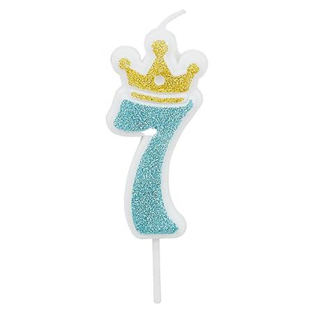 PAKIET Świeczka PARTY GO, cyfra 7, 6,8cm, niebieska