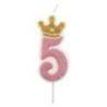 PAKIET Świeczka PARTY GO, cyfra 5, 6,8cm, różowa