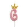 PAKIET Świeczka PARTY GO, cyfra 6, 6,8cm, różowa