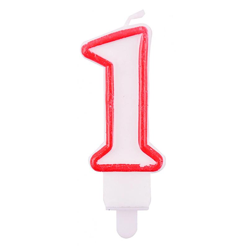 PAKIET Świeczka PARTY GO, cyfra 1, 9cm, biało-czerwona