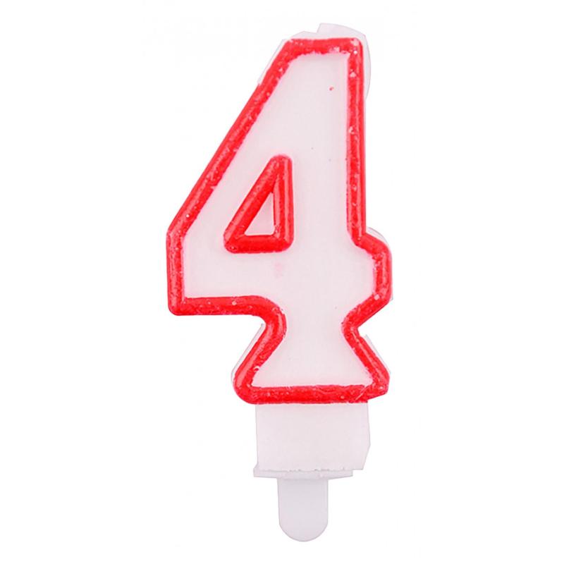 PAKIET Świeczka PARTY GO, cyfra 4, 9cm, biało-czerwona