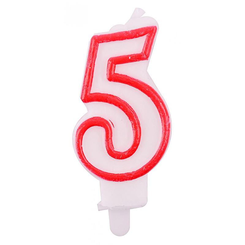 PAKIET Świeczka PARTY GO, cyfra 5, 9cm, biało-czerwona