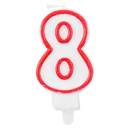 PAKIET Świeczka PARTY GO, cyfra 8, 9cm, biało-czerwona