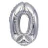 PAKIET Balon foliowy PARTY GO, cyfra 0, 80cm, srebrny