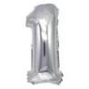 PAKIET Balon foliowy PARTY GO, cyfra 1, 80cm, srebrny