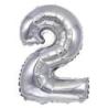 PAKIET Balon foliowy PARTY GO, cyfra 2, 80cm, srebrny