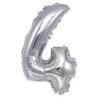 PAKIET Balon foliowy PARTY GO, cyfra 4, 80cm, srebrny
