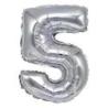 PAKIET Balon foliowy PARTY GO, cyfra 5, 80cm, srebrny