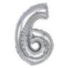 PAKIET Balon foliowy PARTY GO, cyfra 6, 80cm, srebrny