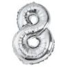 PAKIET Balon foliowy PARTY GO, cyfra 8, 80cm, srebrny