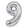 PAKIET Balon foliowy PARTY GO, cyfra 9, 80cm, srebrny