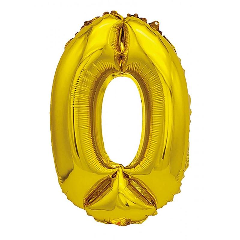 PAKIET Balon foliowy PARTY GO, cyfra 0, 80cm, złoty