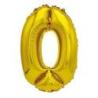 PAKIET Balon foliowy PARTY GO, cyfra 0, 80cm, złoty