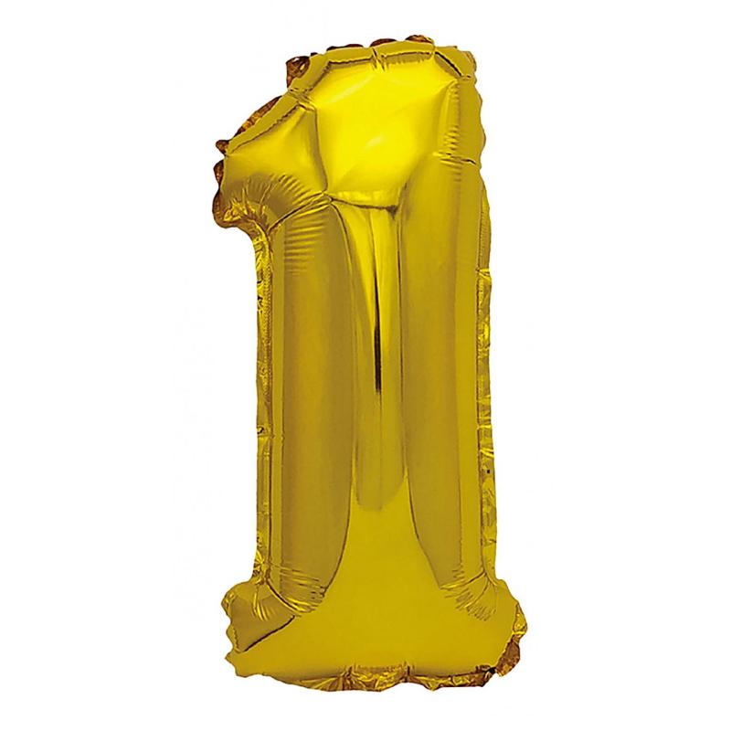 PAKIET Balon foliowy PARTY GO, cyfra 1, 80cm, złoty