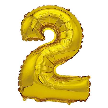 PAKIET Balon foliowy PARTY GO, cyfra 2, 80cm, złoty